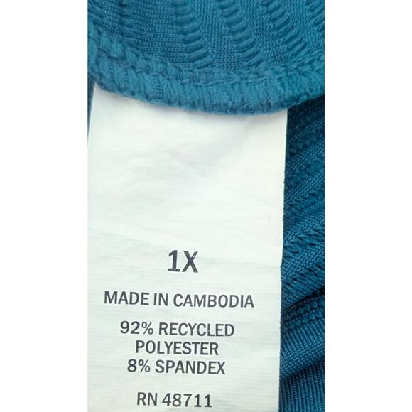 Plus Size Blue Wavy Textured Activewear Hoodie - Size 1X - Picture 4 of 5